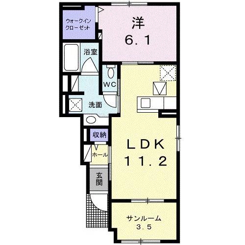 レゴリス(1LDK/1階)の間取り写真