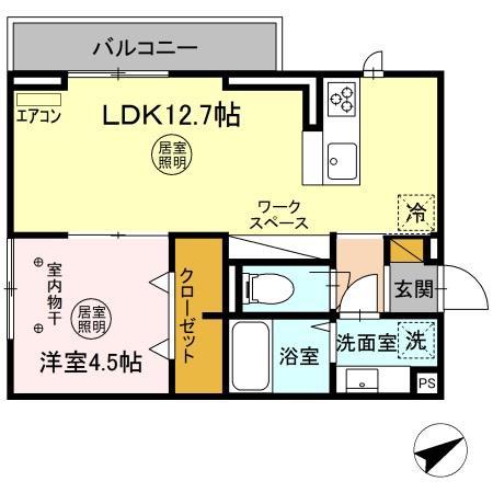 エルム柏(1LDK/1階)の間取り写真