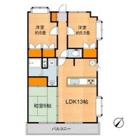 ジュエールマンション龍田(3LDK/2階)の間取り写真