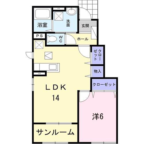 ベル ポストB(1LDK/1階)の間取り写真