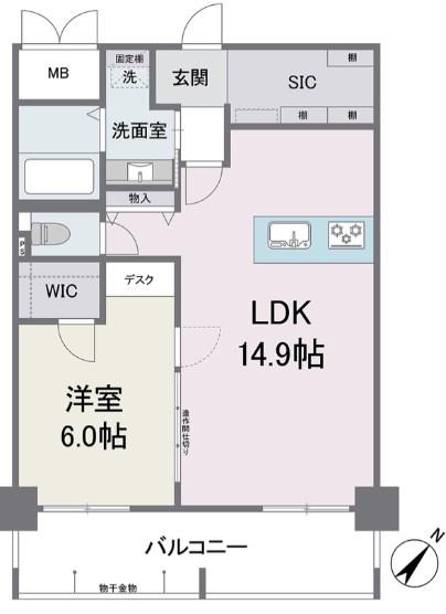 アビターレ薬院南(1LDK/9階)の間取り写真