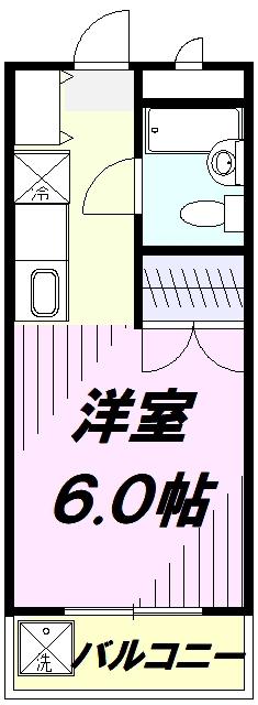 グランドール大南B(1K/1階)の間取り写真