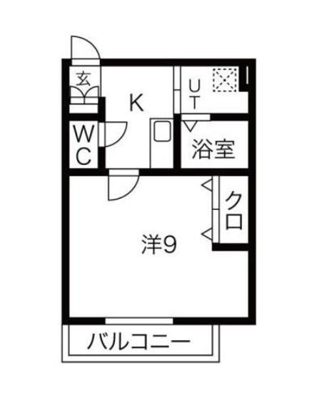 BONHEUR中浦和B棟(1K/3階)の間取り写真