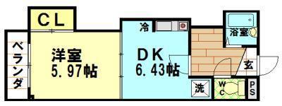 グレイスフル山本(1DK/3階)の間取り写真