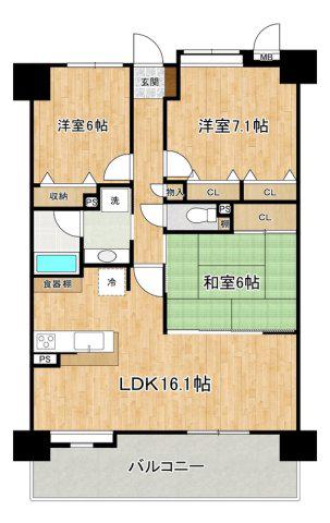 エバーライフネアシティ久留米壱番館(3LDK/2階)の間取り写真