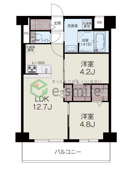 エルグランド久留米(2LDK/2階)の間取り写真