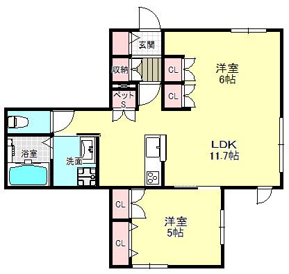 へーベル瑞穂(1LDK/1階)の間取り写真