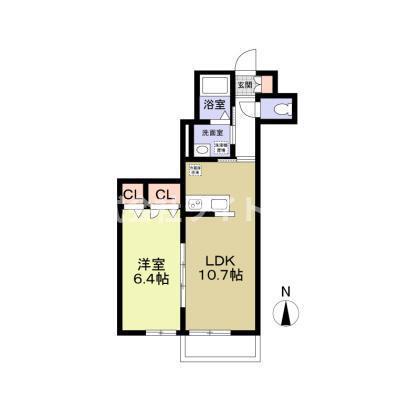 フォレストコートE棟(1LDK/1階)の間取り写真