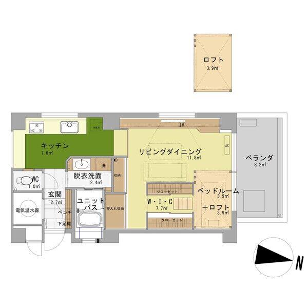マンション立町(1LDK/2階)の間取り写真