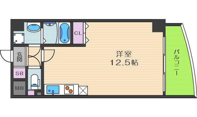 エスタブレ南森町(ワンルーム/8階)の間取り写真