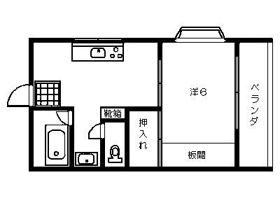 コーポ大鴨(1DK/2階)の間取り写真