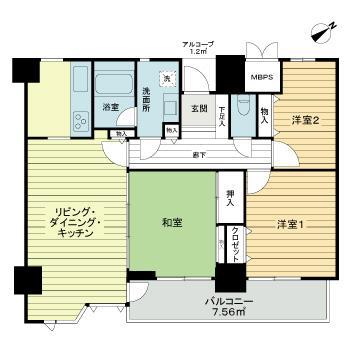 ライオンズプラザ大宮(3LDK/6階)の間取り写真