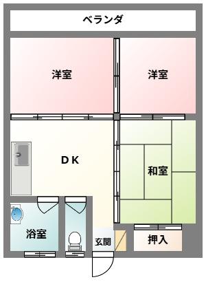 パラシオ新町(3DK/4階)の間取り写真
