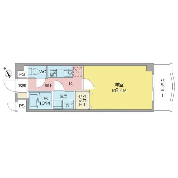 サンアップウェルI(1K/1階)の間取り写真