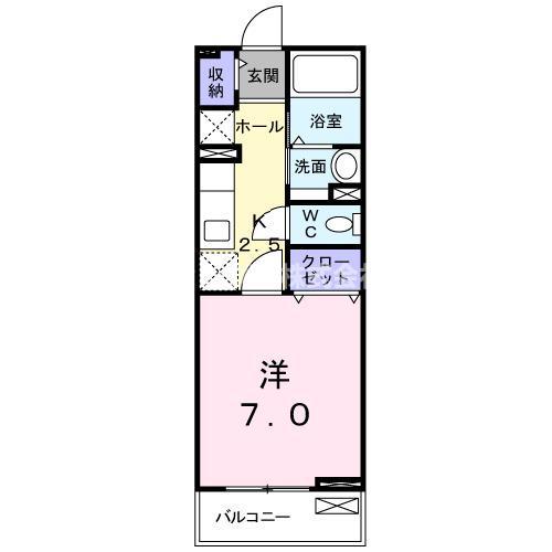 プランド-ル(1K/2階)の間取り写真