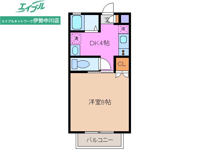 メゾンYOU A棟(1K/2階)の間取り写真