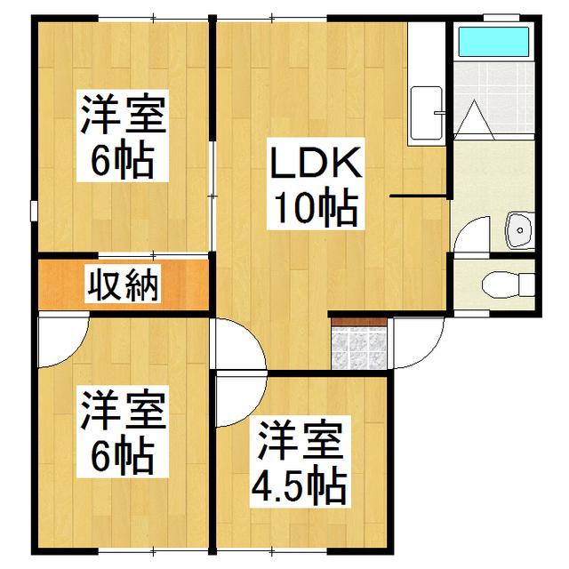 アーバンのぐちA(3LDK/2階)の間取り写真