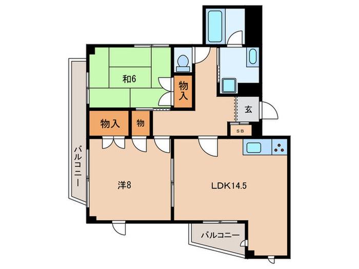 ミナミマチマンション(2LDK/2階)の間取り写真