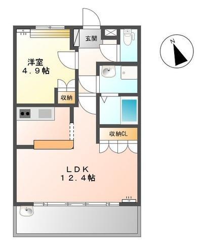 メイ・フルール I(1LDK/2階)の間取り写真