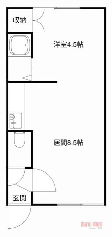 サングリア(1DK/1階)の間取り写真
