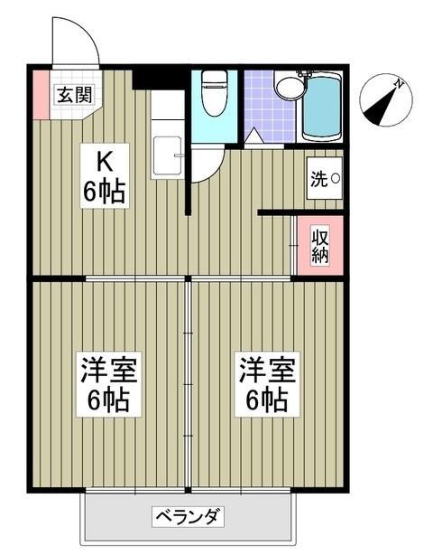 レオパレスクレストC(2DK/2階)の間取り写真