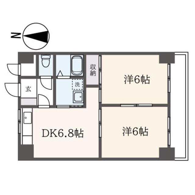 ムーンリバー府中(2DK/4階)の間取り写真
