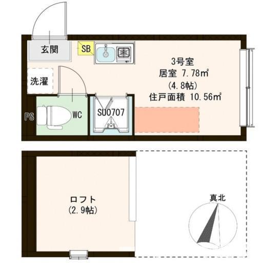 パルランド荻窪(ワンルーム/1階)の間取り写真