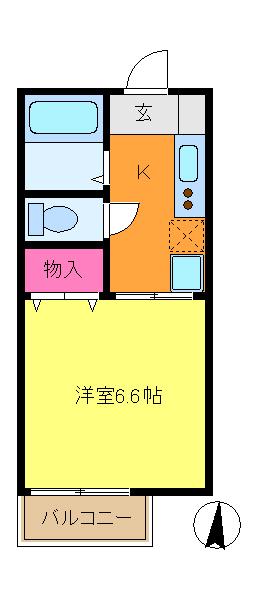 エルバレーIII(1K/1階)の間取り写真