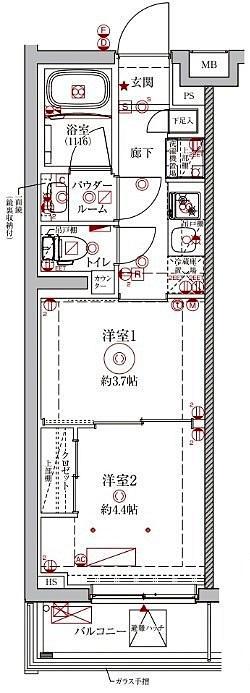 クレイシアIDZ中野鷺宮(2K/2階)の間取り写真