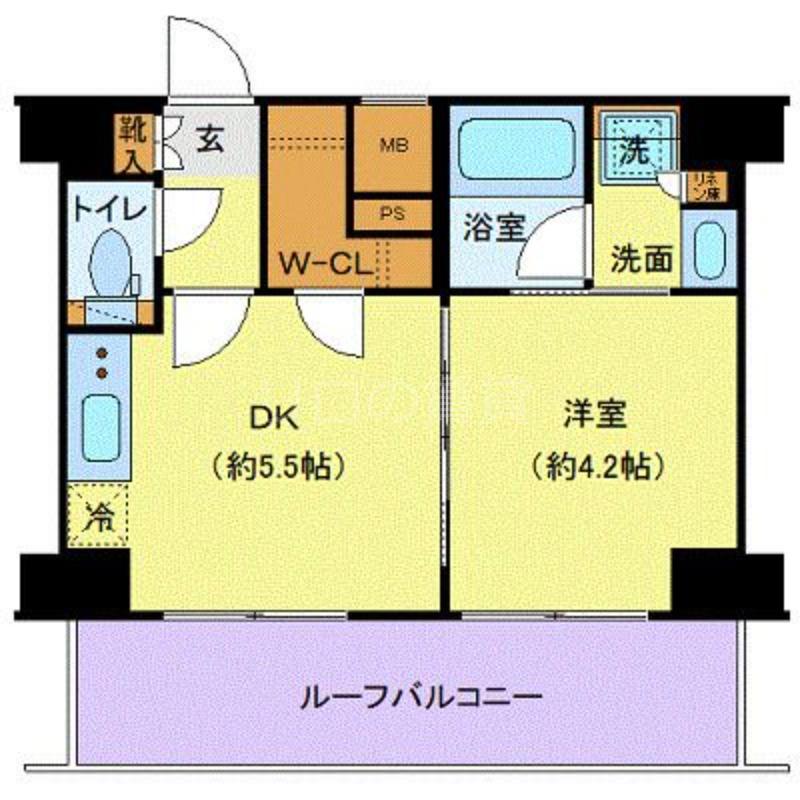 GENOVIA本羽田SKYGARDEN(1DK/6階)の間取り写真