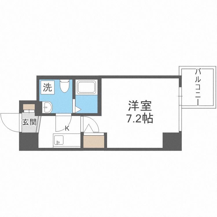 セレニテ上町台(1K/7階)の間取り写真