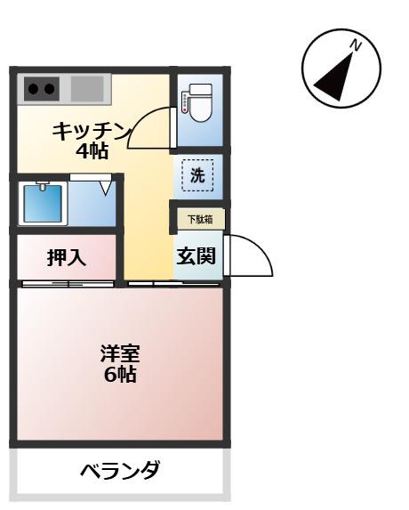 HINAGESHI(1K/1階)の間取り写真