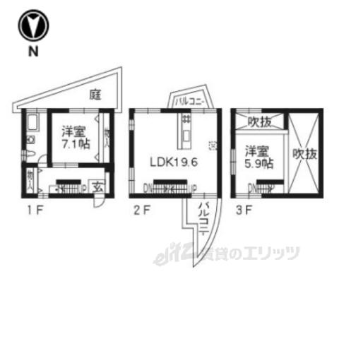 イースト-COTTAGE(2LDK/1階)の間取り写真