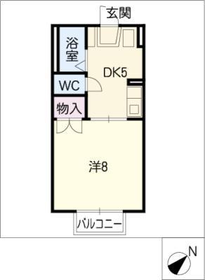ハイツドミール二村台(1DK/1階)の間取り写真