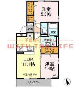 オッツ梅満II(2LDK/2階)の間取り写真