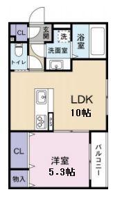 クレストヒル(1LDK/2階)の間取り写真