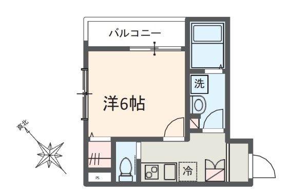 MELDIA西浦和III(1K/1階)の間取り写真