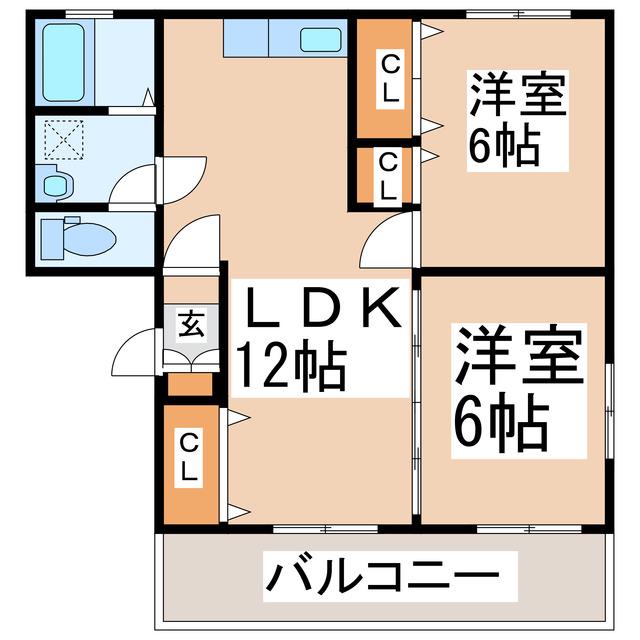 ファミーユ長嶺A棟(2LDK/2階)の間取り写真