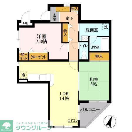 ファインヴィラ(2LDK/4階)の間取り写真