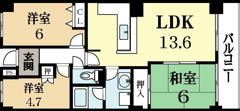 ディック・ベル(3LDK/3階)の間取り写真