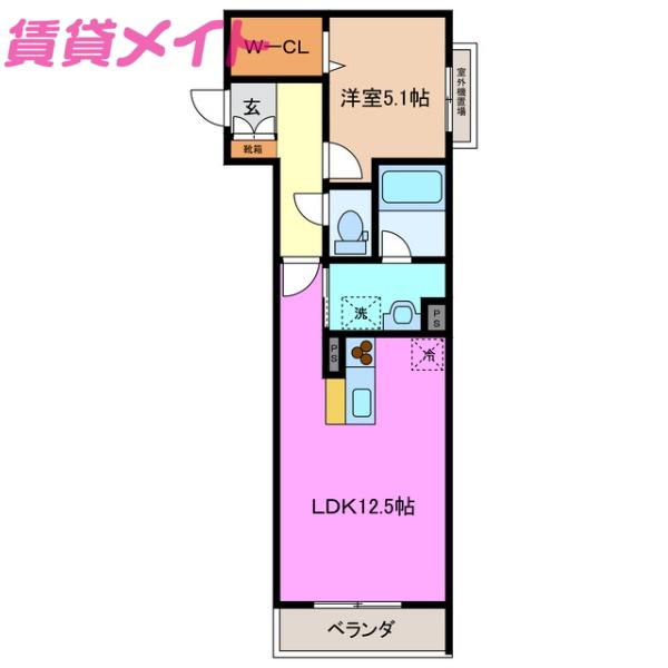 シャーメゾン羽津中(1LDK/3階)の間取り写真