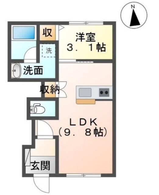 ディベロップ富田(1LDK/1階)の間取り写真
