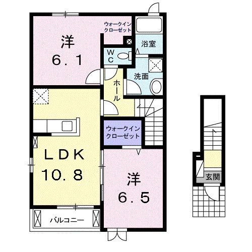 フロントリヴァーB(2LDK/2階)の間取り写真