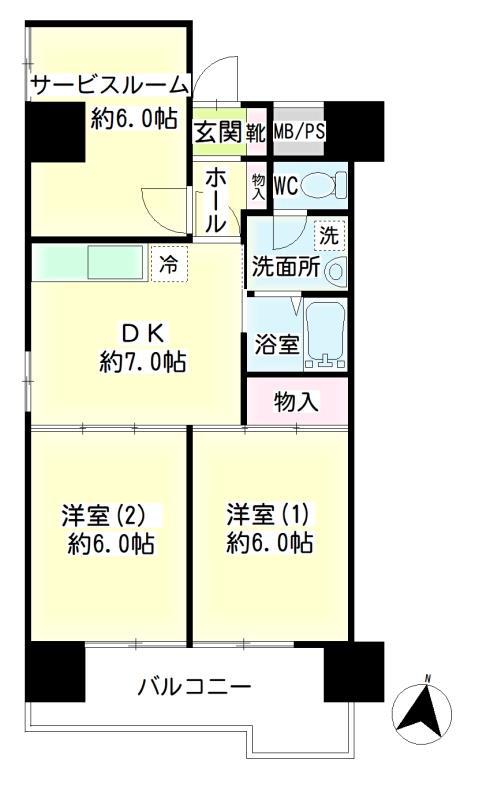 第124新井ビル(2SDK/2階)の間取り写真