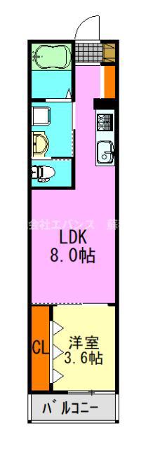 フォーサイト千葉寺(1LDK/3階)の間取り写真
