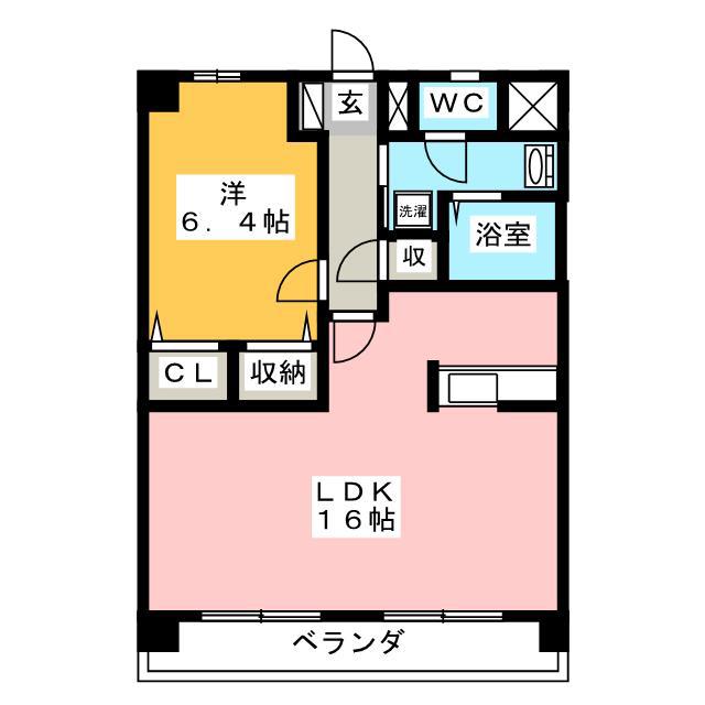 サンビーム八代(1LDK/3階)の間取り写真