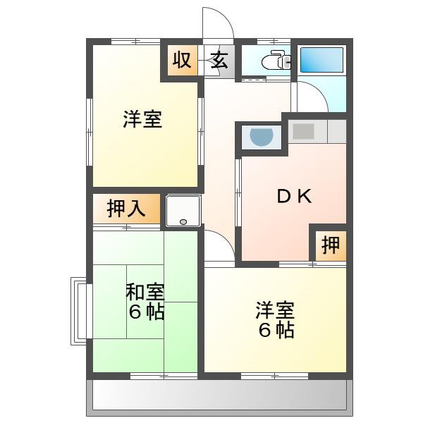アレリーヌ(3DK/2階)の間取り写真