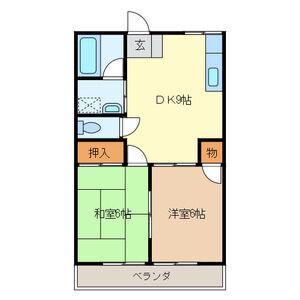フラワーハイツ(2DK/1階)の間取り写真