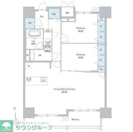 ロイジェント日吉(2LDK/9階)の間取り写真