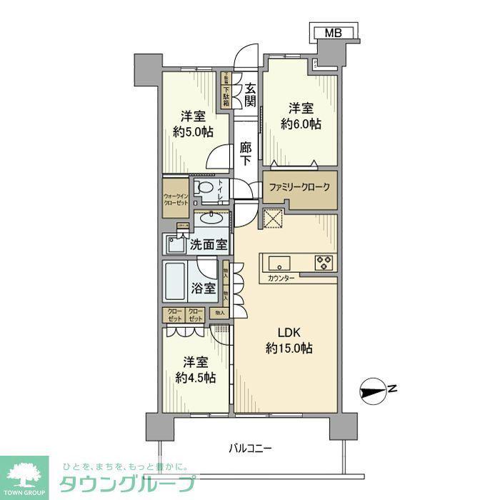 プラウドシティ国立(3LDK/6階)の間取り写真